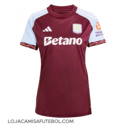Camisa de Futebol Aston Villa Jadon Sancho #19 Equipamento Principal Mulheres 2025-26 Manga Curta Camisa de Futebol Aston Villa Jadon Sancho #19 Equipamento Principal Mulheres 2025-26 Manga Curta